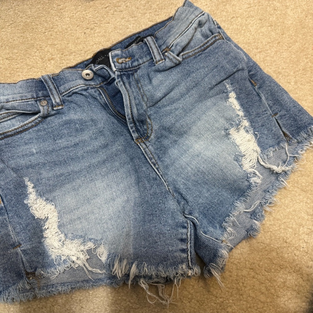 Blue Distressed Denim Shorts